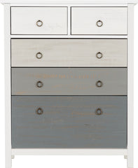 VERMONT 3+2 DRAWER CHEST - WHITE/GREY