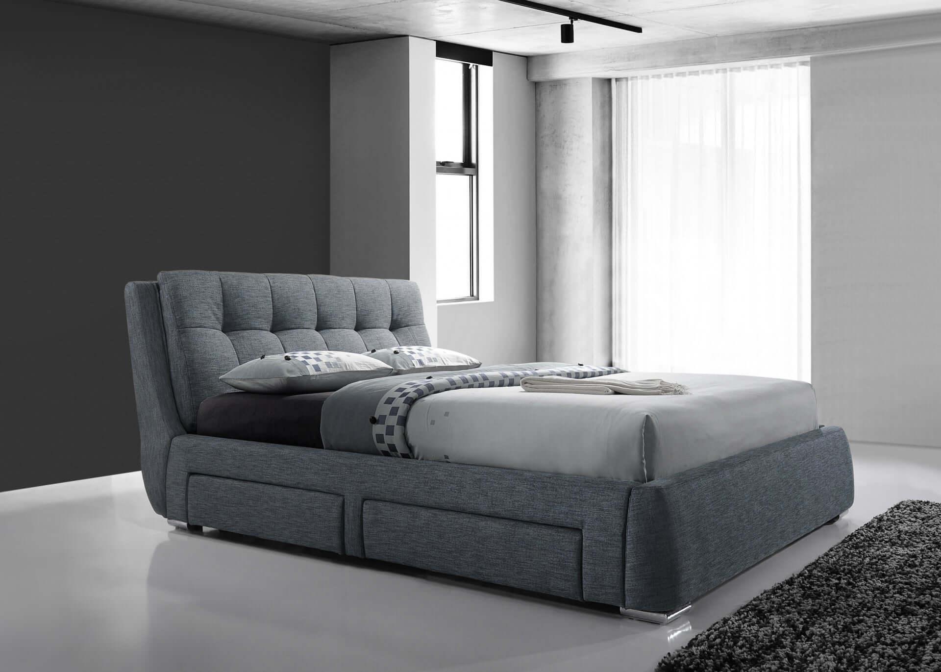 Four Side Draws Fabric Double Bed Frame 2
