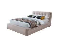 Pink Four Draws Side Fabric Double Bed 2