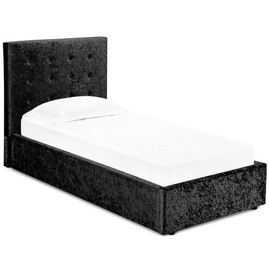 Rimini Crushed Velvet Single Bed Black