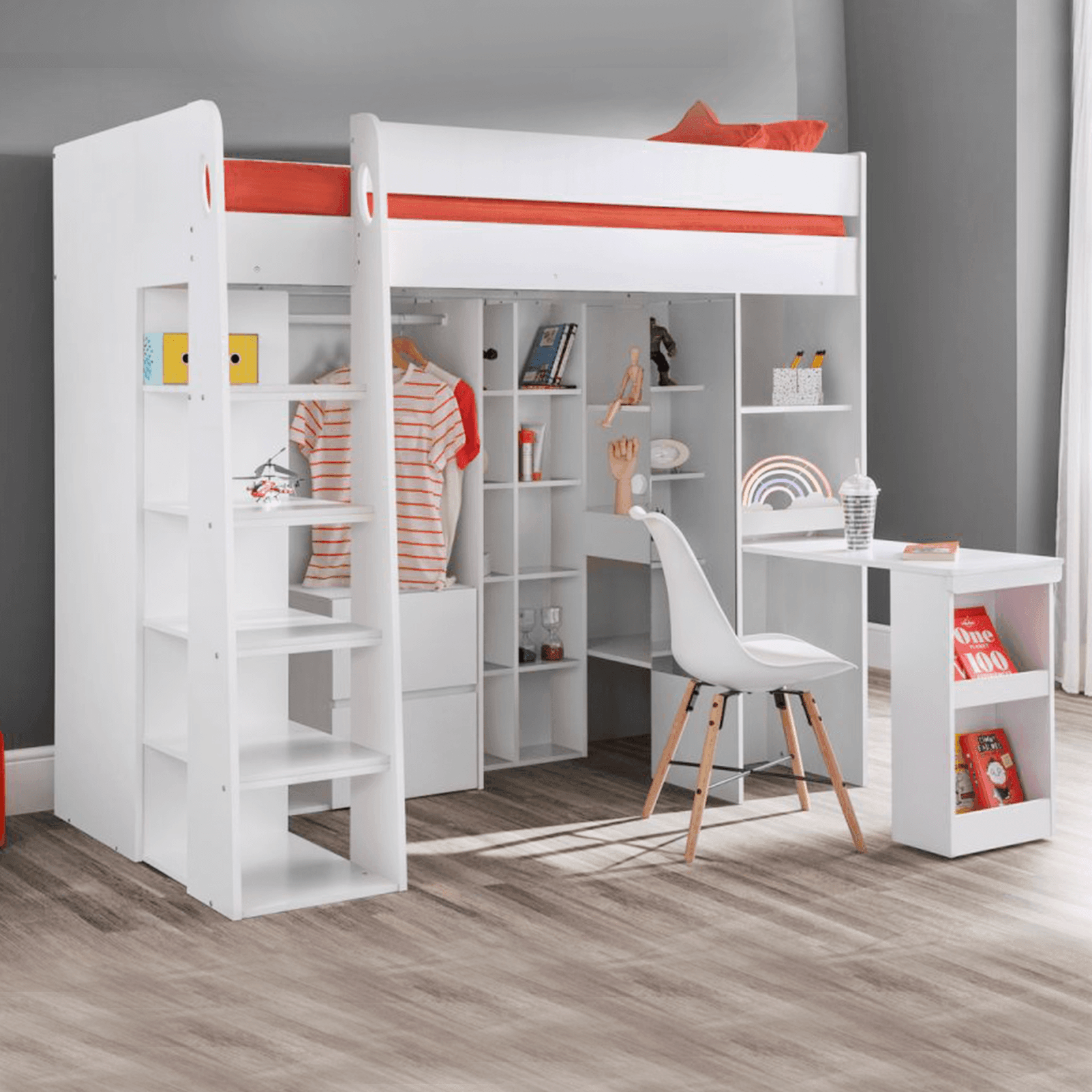 Aurora Highsleeper white Bunk Bed frame 1