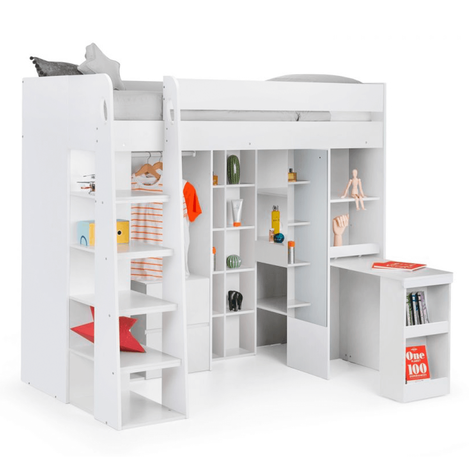 bunk bed frame with pull out desk