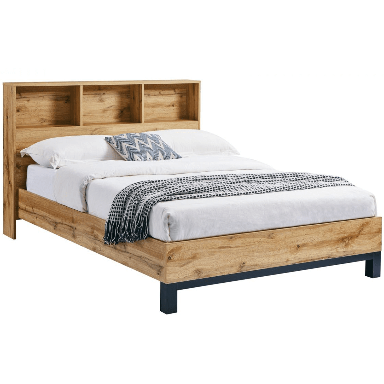 Bali Bookcase Headboard Double Bed Frame Wood