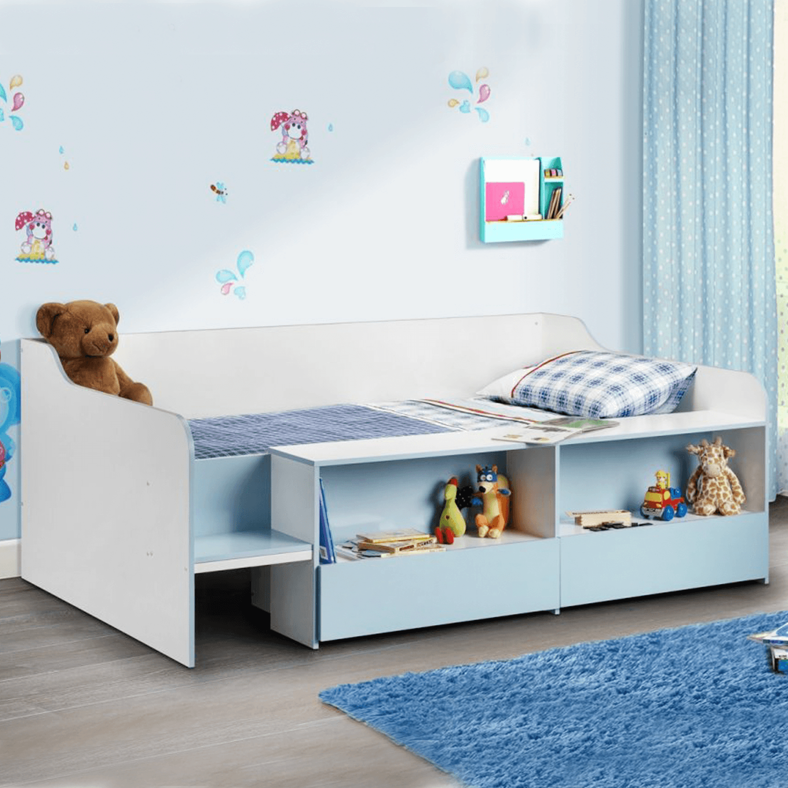 Stella Low Sleeper Bunk Bed White Blue
