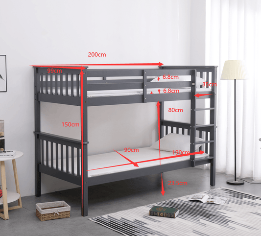 pine wood bunk size