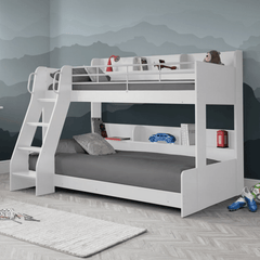 domino white wood three sleeper bunk