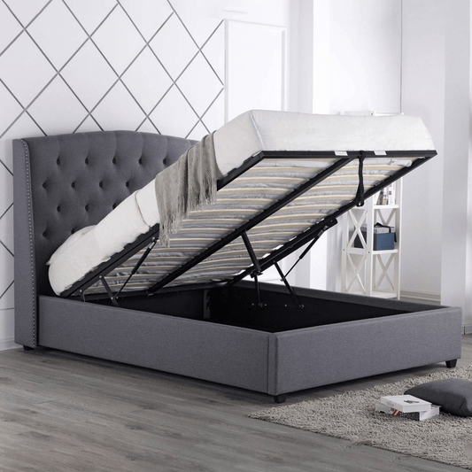 Durrani Studded Fabric Ottoman Double Bed Frame 4 6