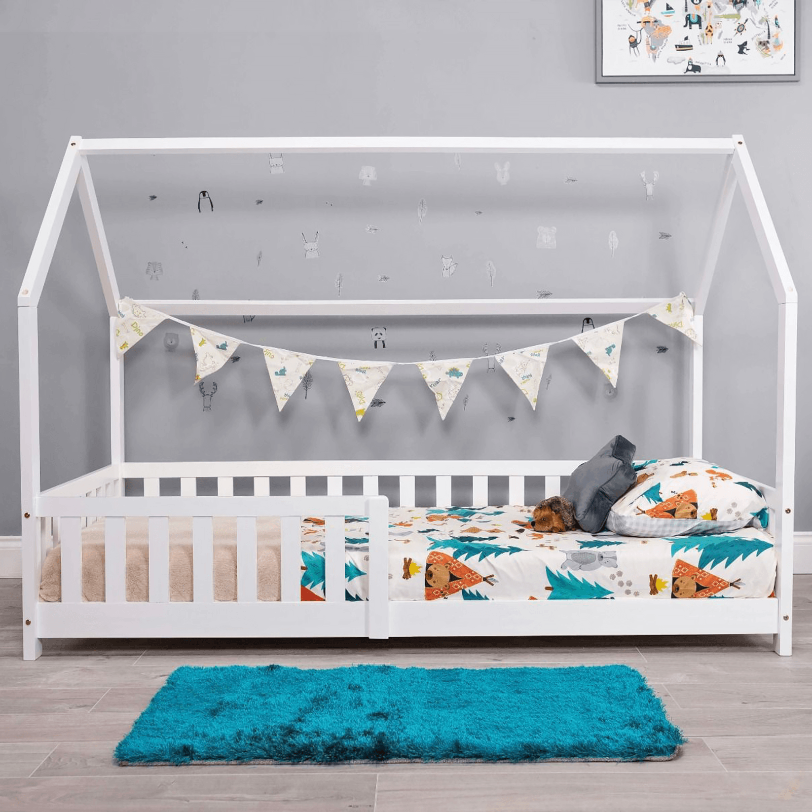 Explorer Playhouse Bed White Wood Single Frame