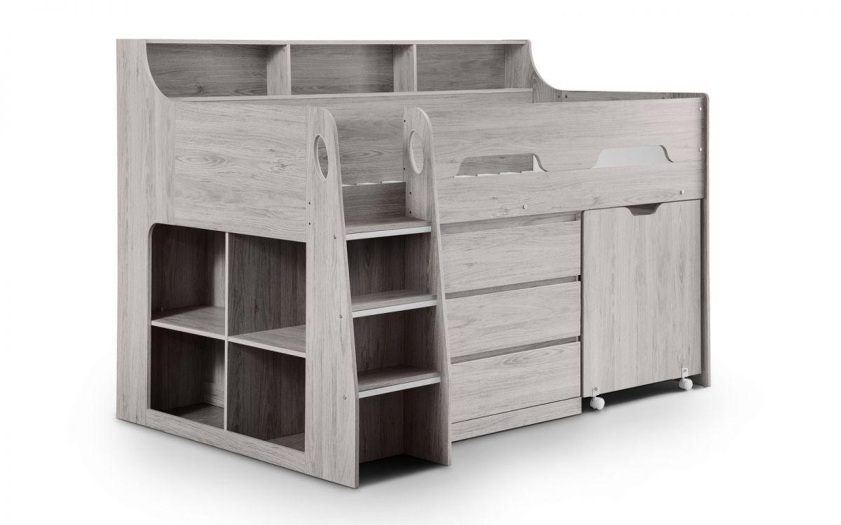 wooden grey oak midsleeper bunk 1