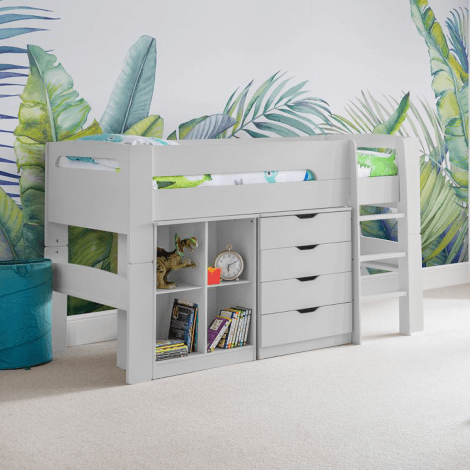 Pluto Mid-Sleeper Bunk Bed Grey 3