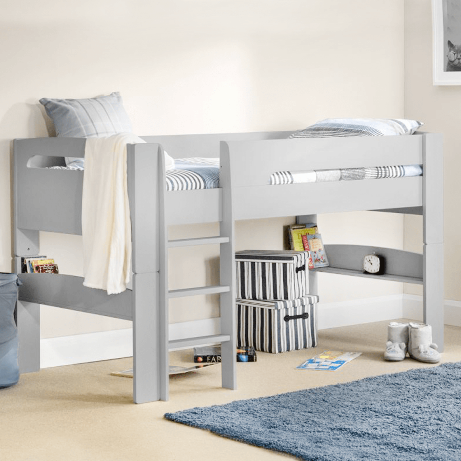 Pluto Mid-Sleeper Bunk Bed Grey