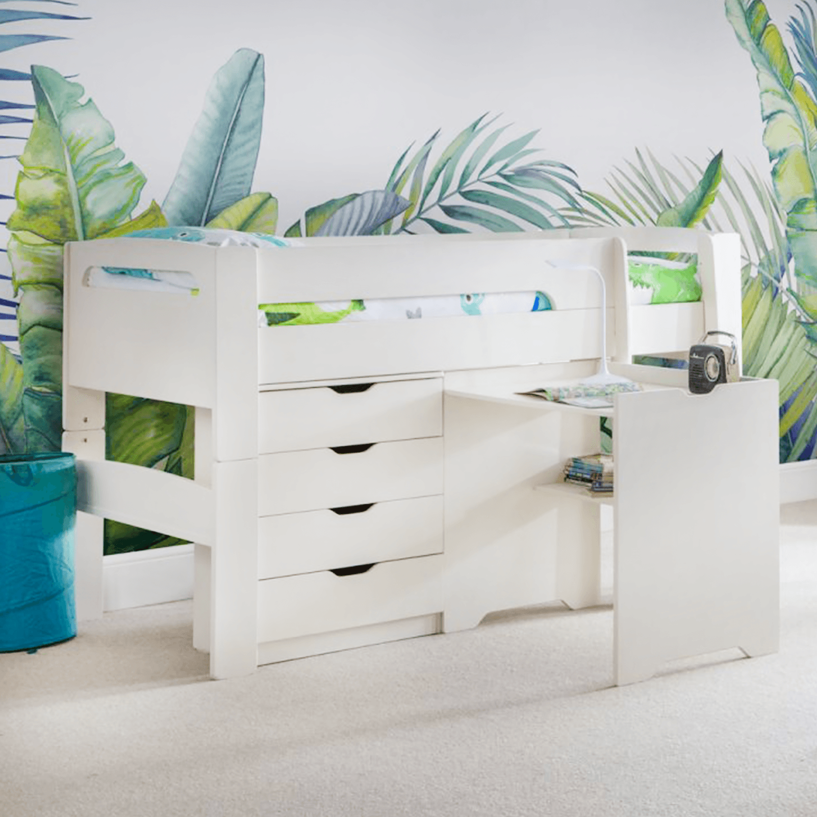 Pluto Midsleeper Bunk White Storage