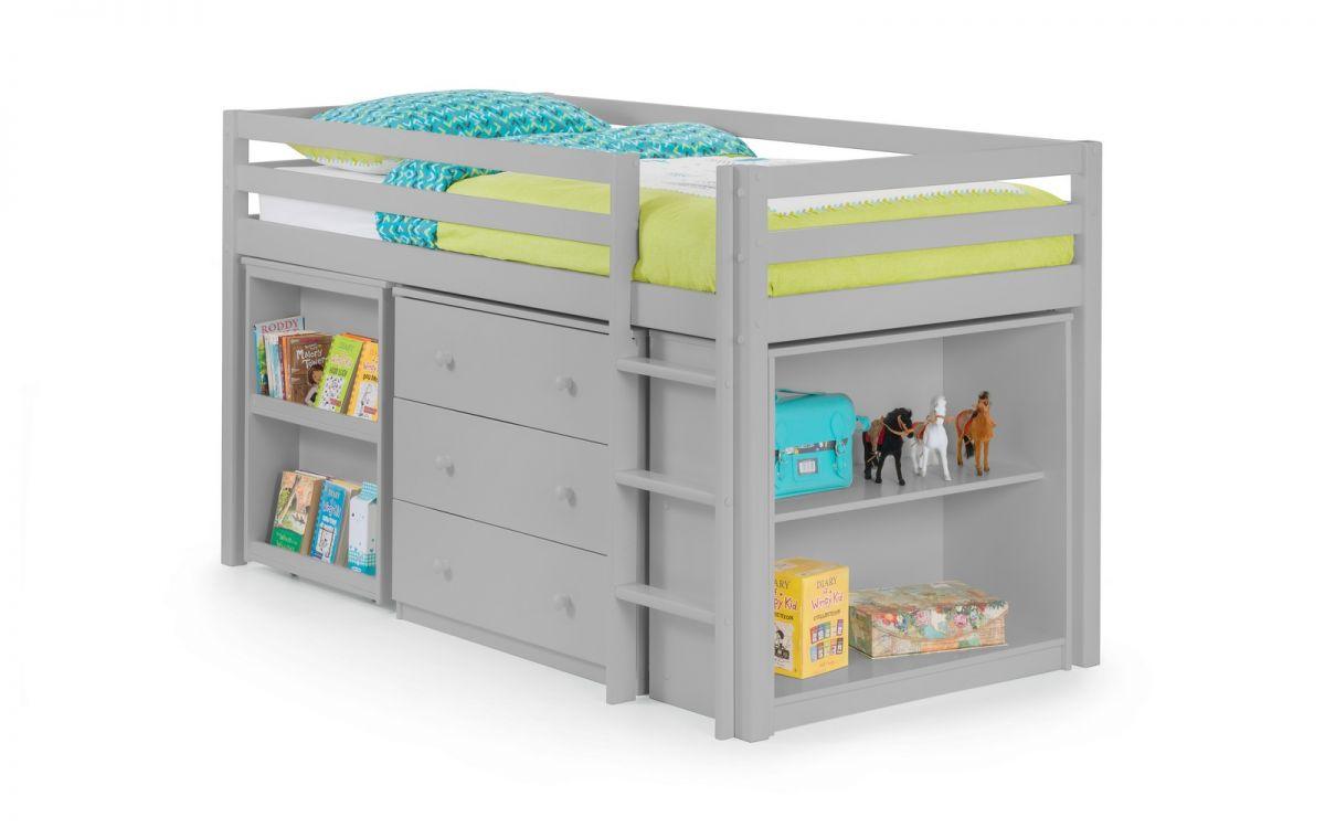 Mid-sleeper Storage Bunk Bed Grey