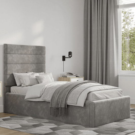 Florence Velvet Single Bed Steel Grey