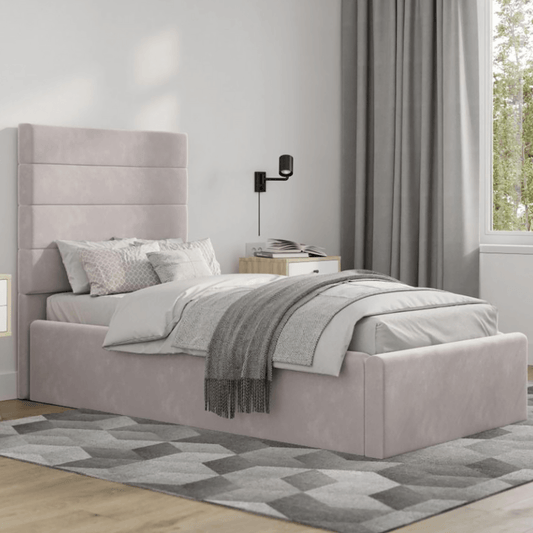 Florence Velvet Ottoman Single Bed Blush Pink