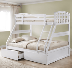 White Wooden Three Sleeper Bunk Draws 2
