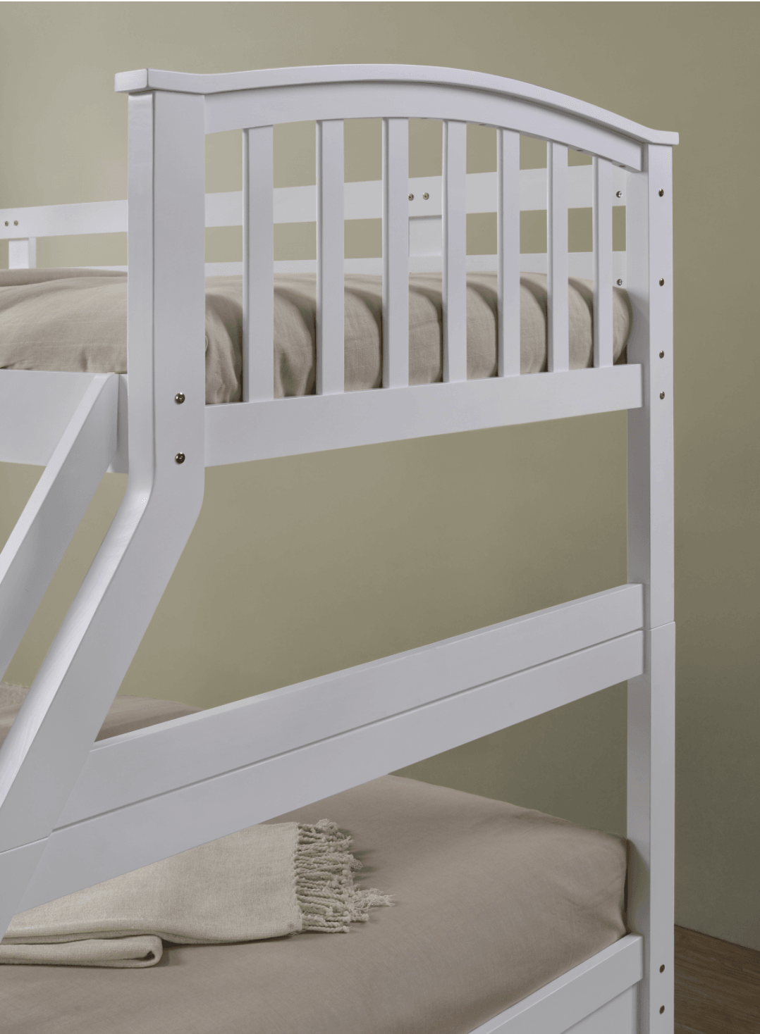 White Wooden Three Sleeper Bunk Draws 5