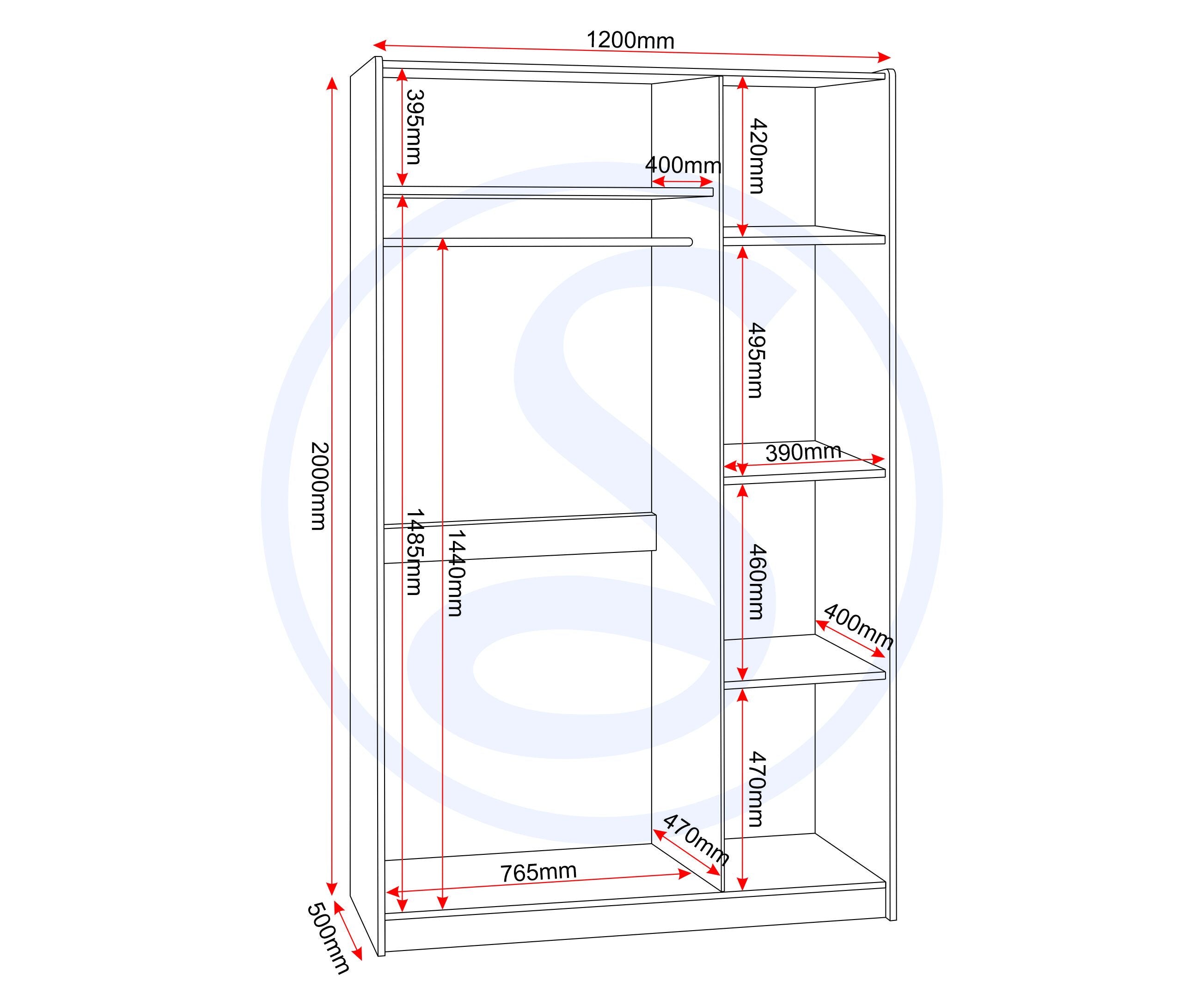 Paris 3 Door Mirrored Wardrobe - Smoked Ash Effect