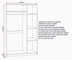 Paris 3 Door Mirrored Wardrobe - Smoked Ash Effect