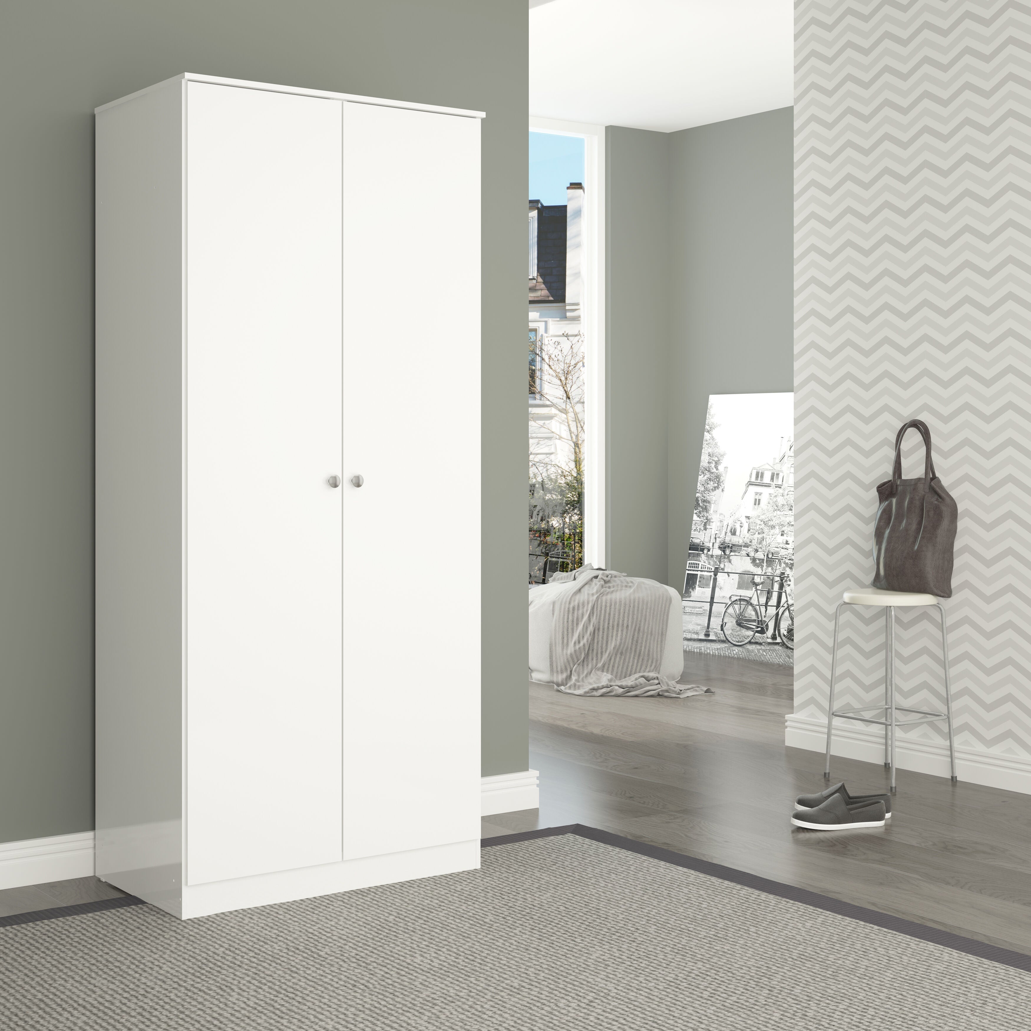 Denver 2 Door Wardrobe - White Gloss