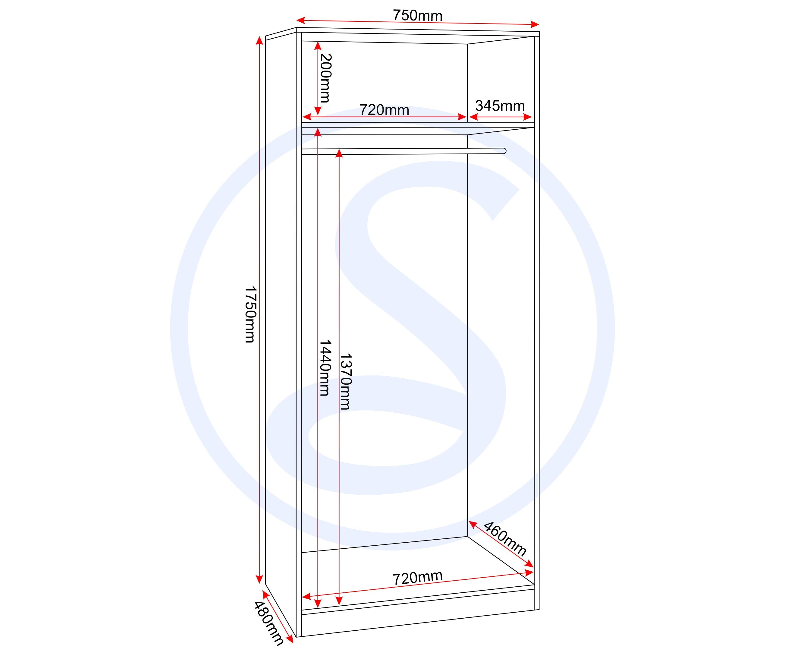Denver 2 Door Wardrobe - White Gloss