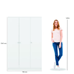 Denver 3 Door Wardrobe - White Gloss
