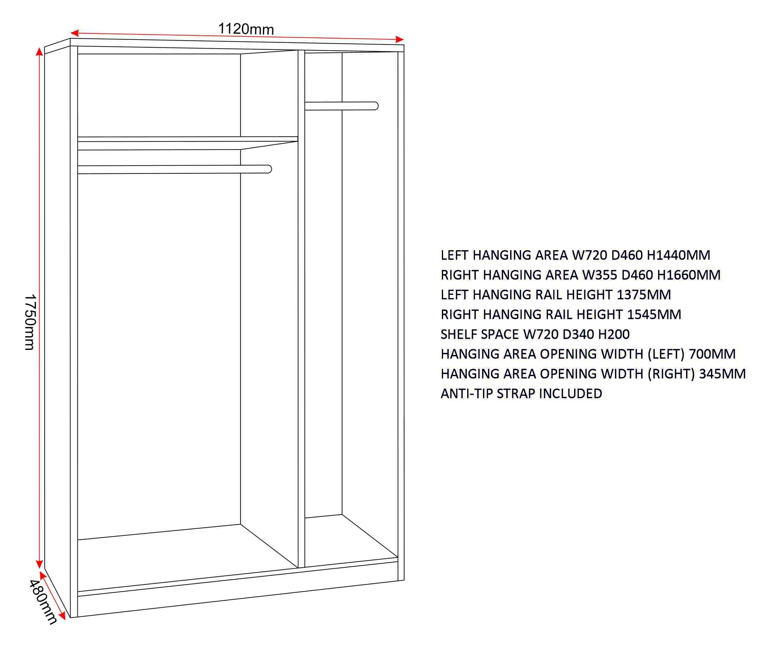 Denver 3 Door Wardrobe - Grey Gloss