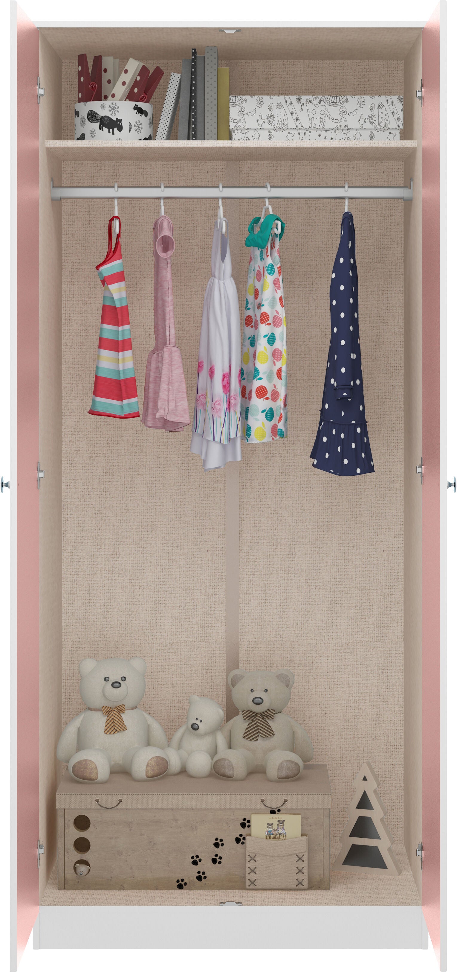 Denver 2 Door Wardrobe - White/Pink Gloss