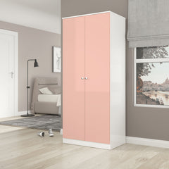 Denver 2 Door Wardrobe - White/Pink Gloss