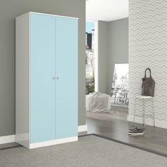 Denver 2 Door Wardrobe - White/Blue Gloss