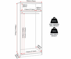 Dakota 2 Door Wardrobe - Oak Effect