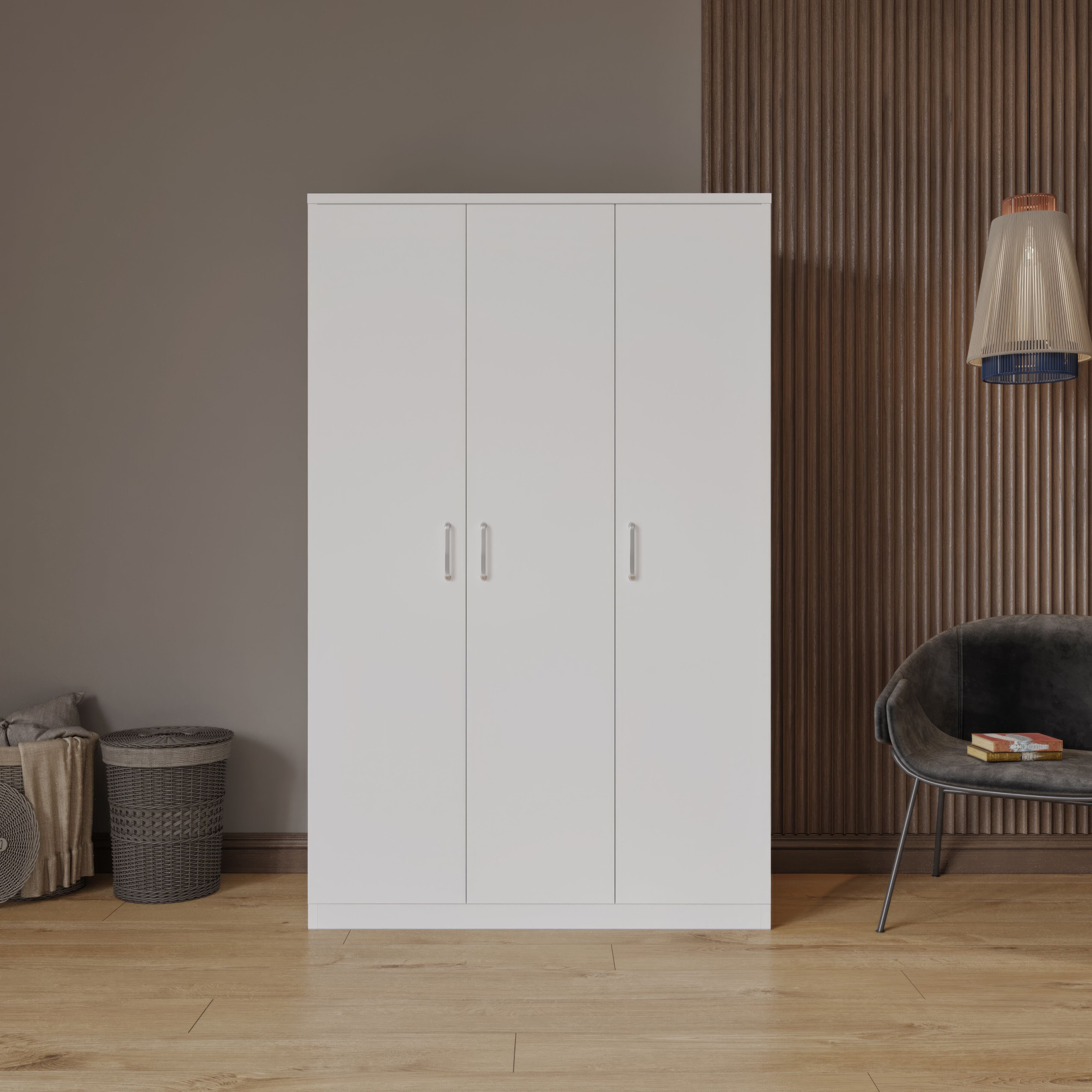 Dakota 3 Door Wardrobe - White