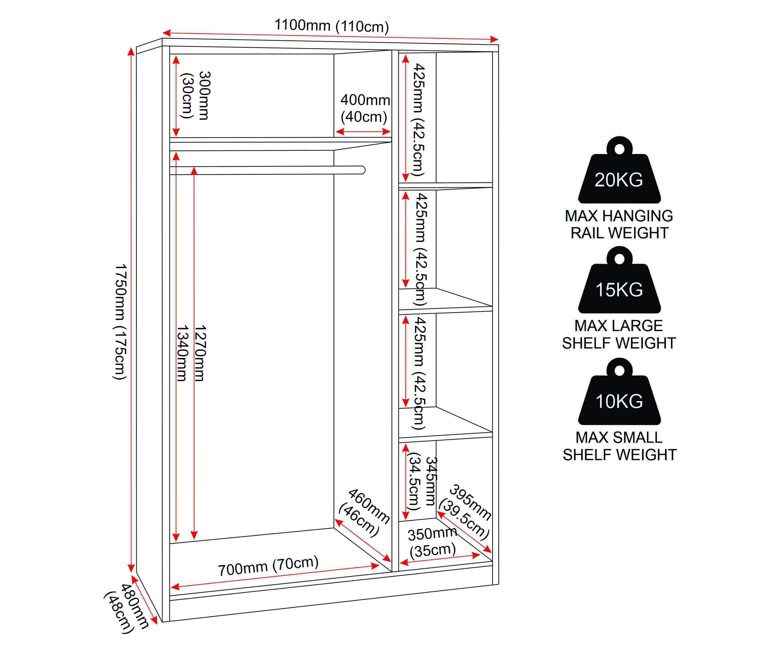 Dakota 3 Door Wardrobe - Dark Grey