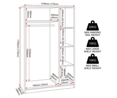 Dakota 3 Door Wardrobe - Dark Grey