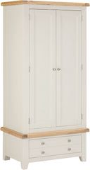 Windsor 2 Door 1 Drawer Wardrobe - Ivory/Oak