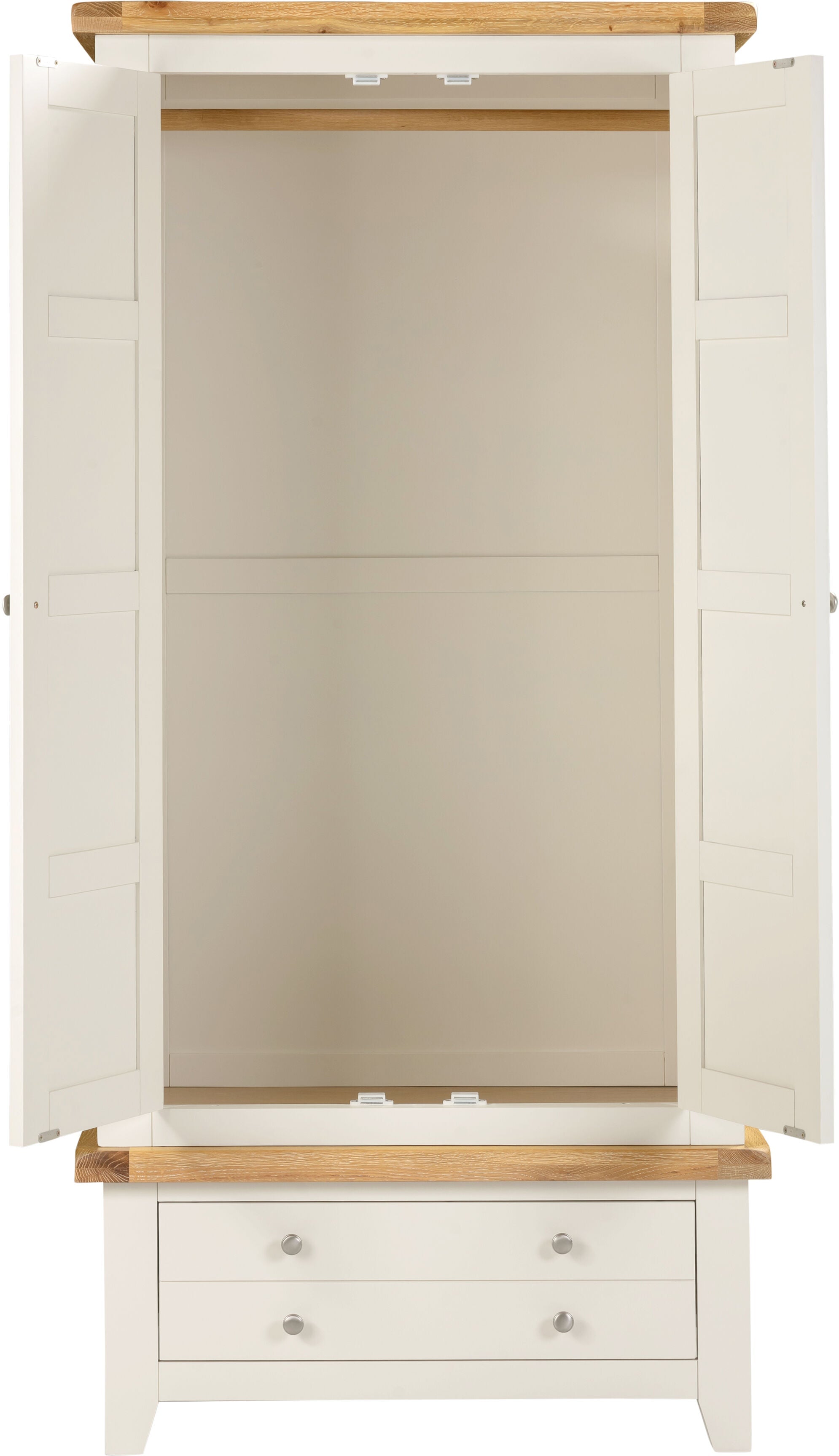 Windsor 2 Door 1 Drawer Wardrobe - Ivory/Oak