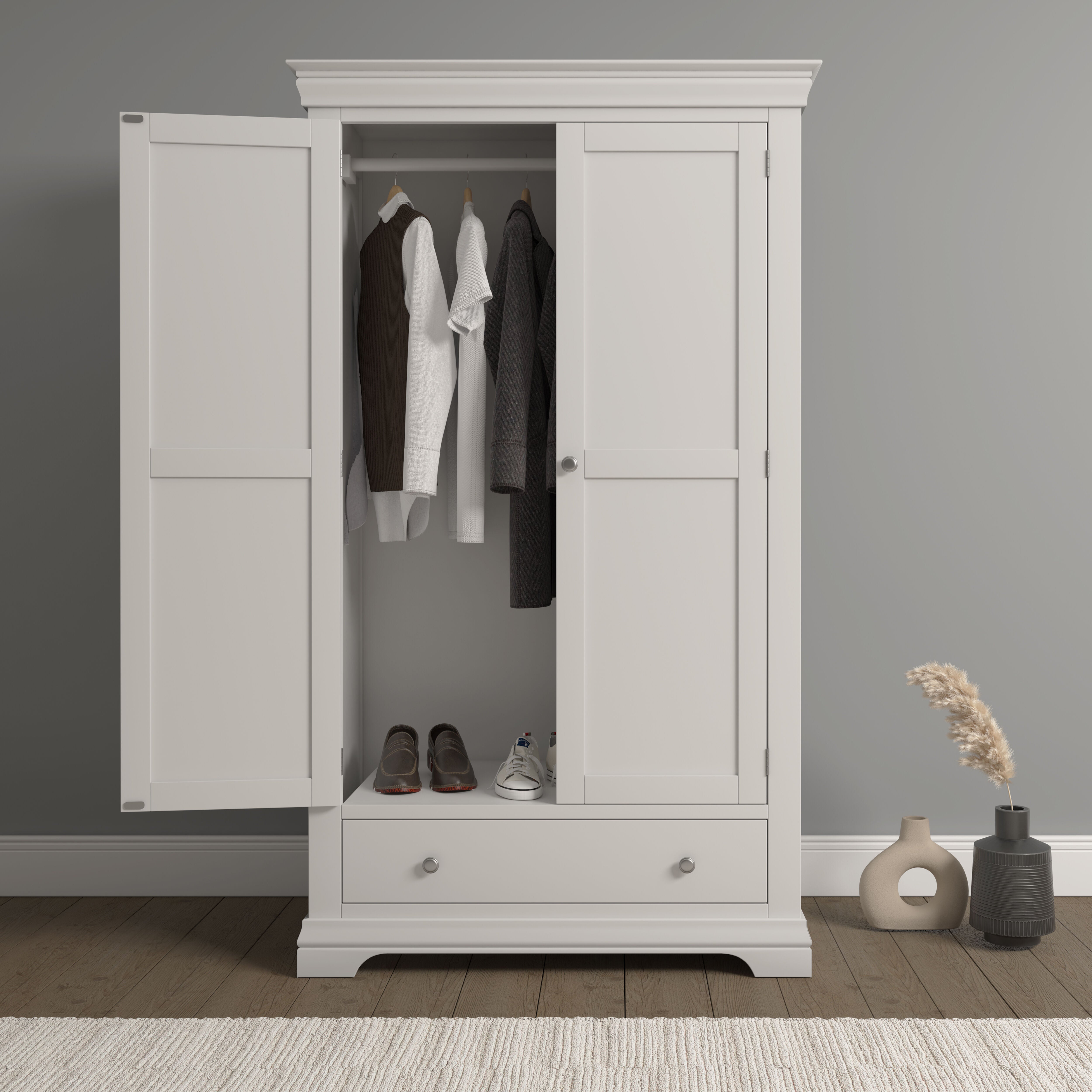 Bordeaux 2 Door Wardrobe - Ivory