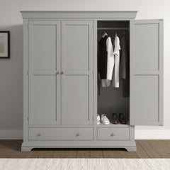 Bordeaux 3 Door Wardrobe - Pebble Grey