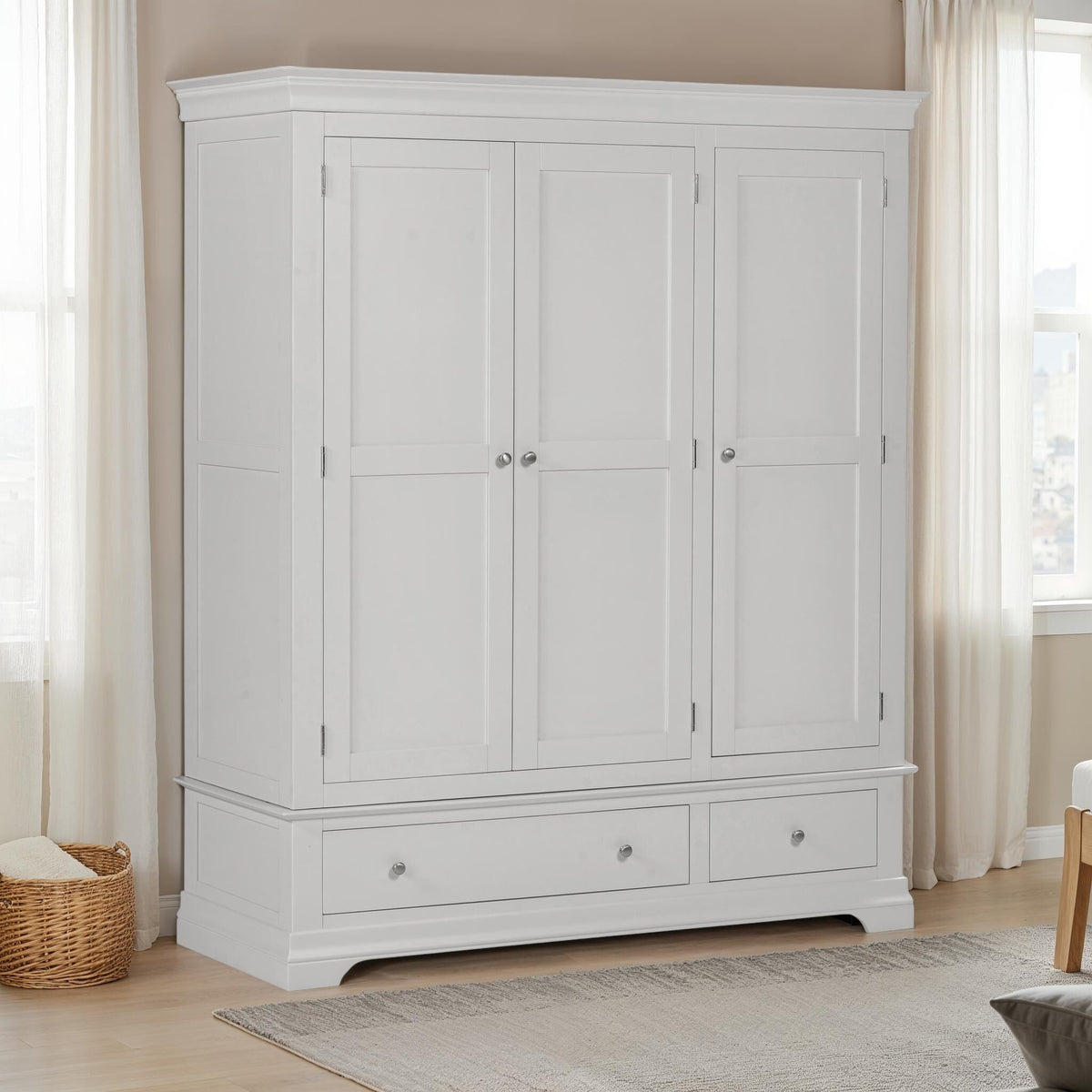 Bordeaux 3 Door Wardrobe - Pebble Grey
