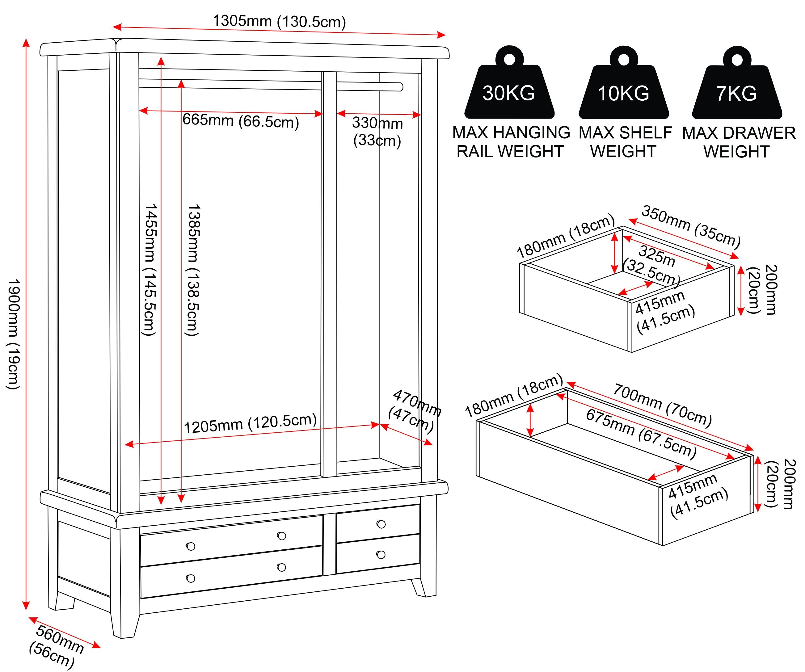 Windsor 3 Door 2 Drawer Wardrobe - Natural Oak