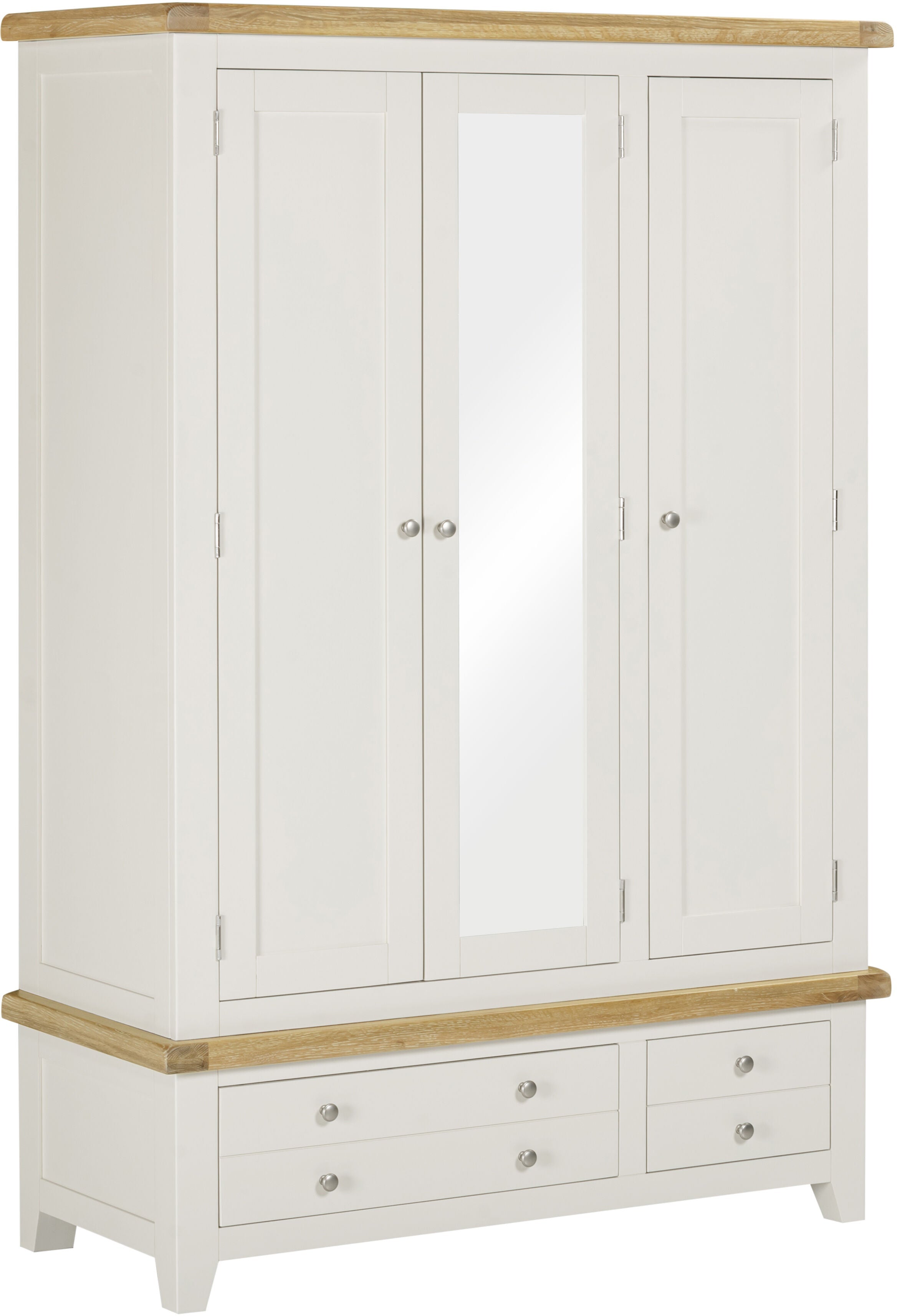 Windsor 3 Door 2 Drawer Wardrobe - Ivory/Oak