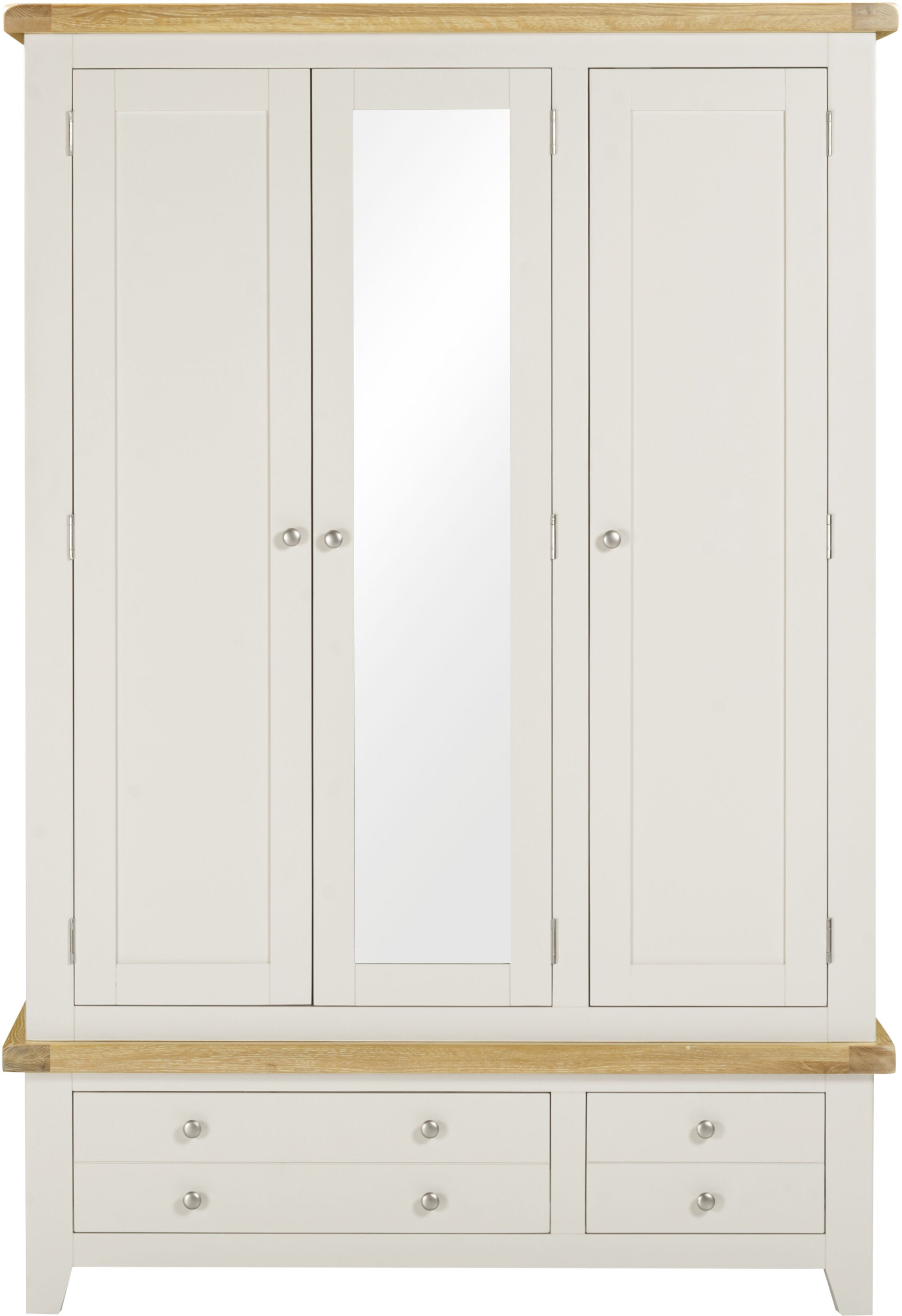 Windsor 3 Door 2 Drawer Wardrobe - Ivory/Oak