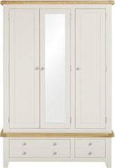 Windsor 3 Door 2 Drawer Wardrobe - Ivory/Oak