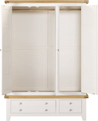 Windsor 3 Door 2 Drawer Wardrobe - Ivory/Oak
