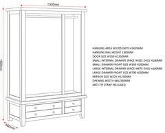 Windsor 3 Door 2 Drawer Wardrobe - Ivory/Oak