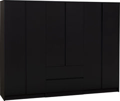 Malvern 6 Door 2 Drawer Wardrobe - Black