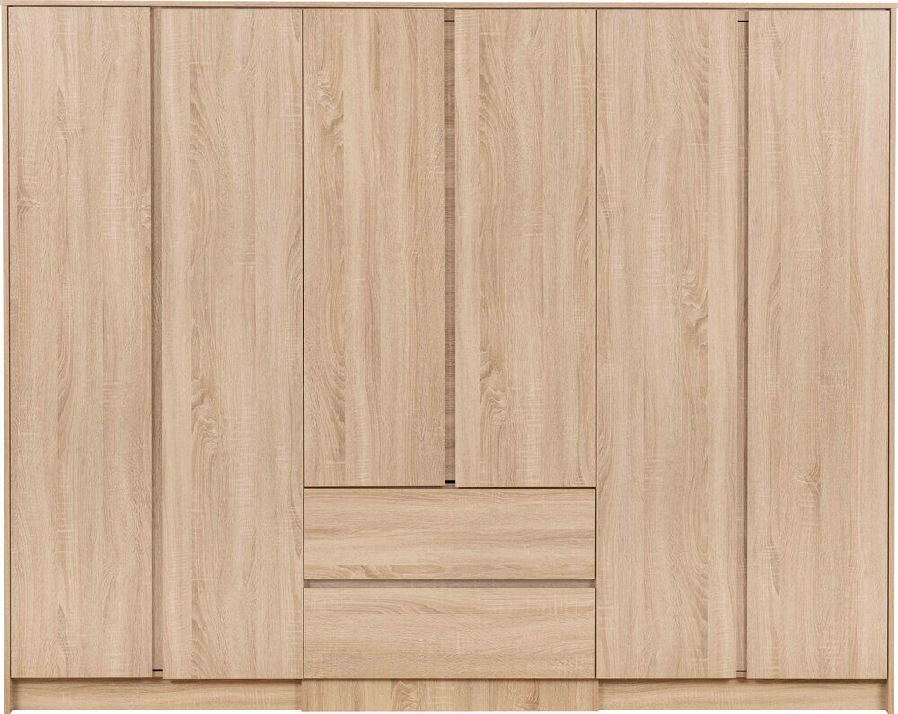 Malvern 6 Door 2 Drawer Wardrobe - Sonoma Oak Effect