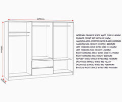 Malvern 6 Door 2 Drawer Wardrobe - White