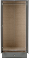 Denver 2 Door 1 Drawer Mirrored Wardrobe - Grey Gloss