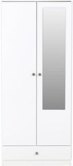 Denver 2 Door 1 Drawer Mirrored Wardrobe - White Gloss